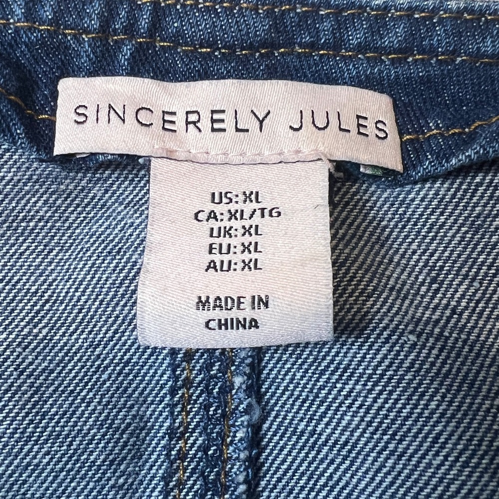 Sincerely Jules Women's XL Blue Denim Longline Button Front Vest Modern Chic - Picture 4 of 5